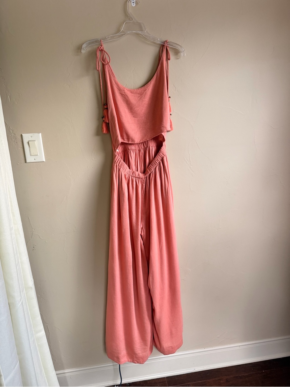 Free People Coral Tie-Shoulder Wide-Leg Jumpsuit
